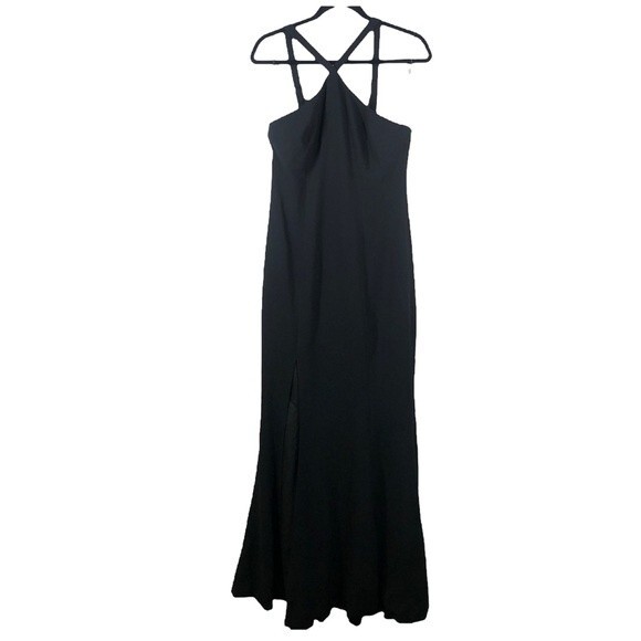 Dress the Population Brianna Halter Neck Gown Black Trumpet Dress Medium - Picture 1 of 10